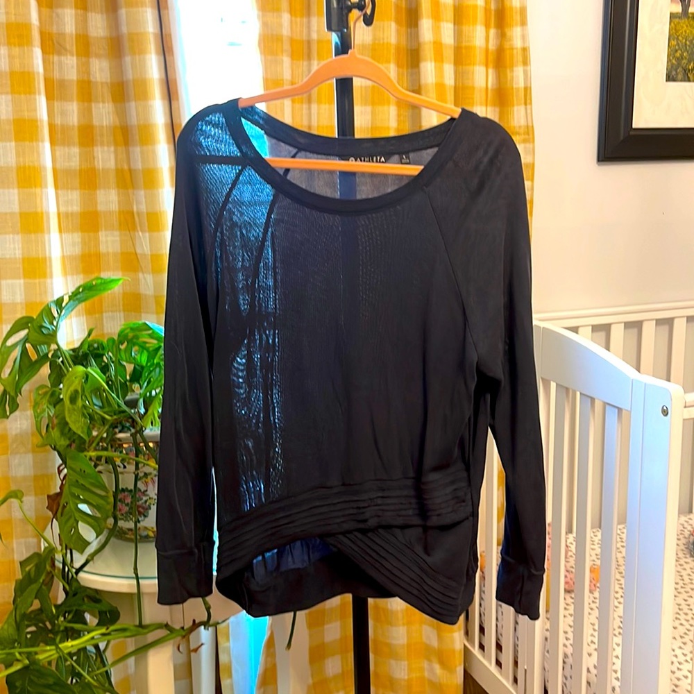 Athleta Light Sweatshirt Tulip Hem Navy Blue Women Size Large L